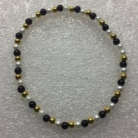 Image 1 of Black & Gold pearl bracelet