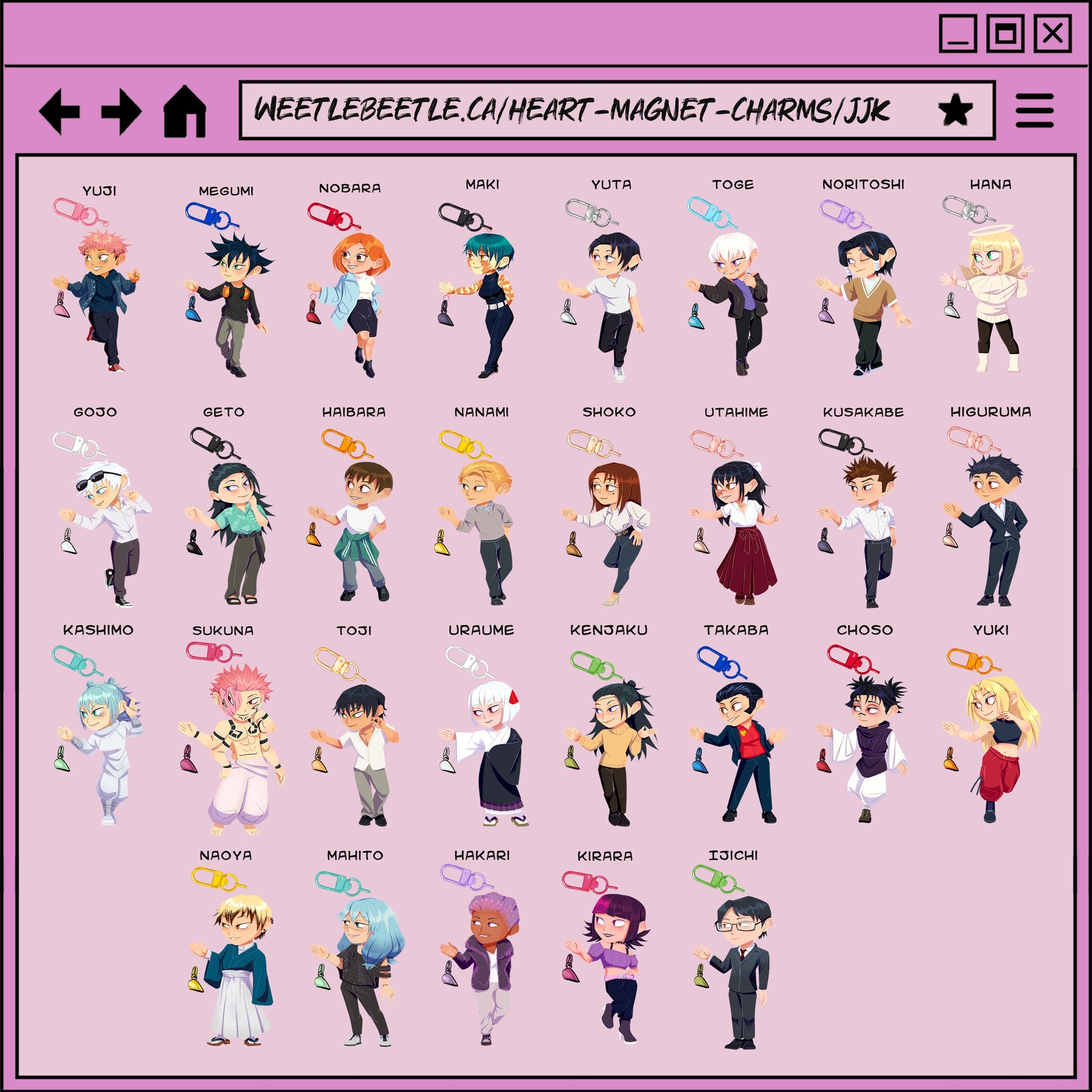 JJK Ship Heart Charms | weetlebeetle