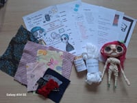 Image 1 of Button eyed Coraline doll making craft kit. Doll sewing craft kit. DIY custom hand made doll kit