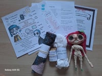 Image 2 of Button eyed Coraline doll making craft kit. Doll sewing craft kit. DIY custom hand made doll kit