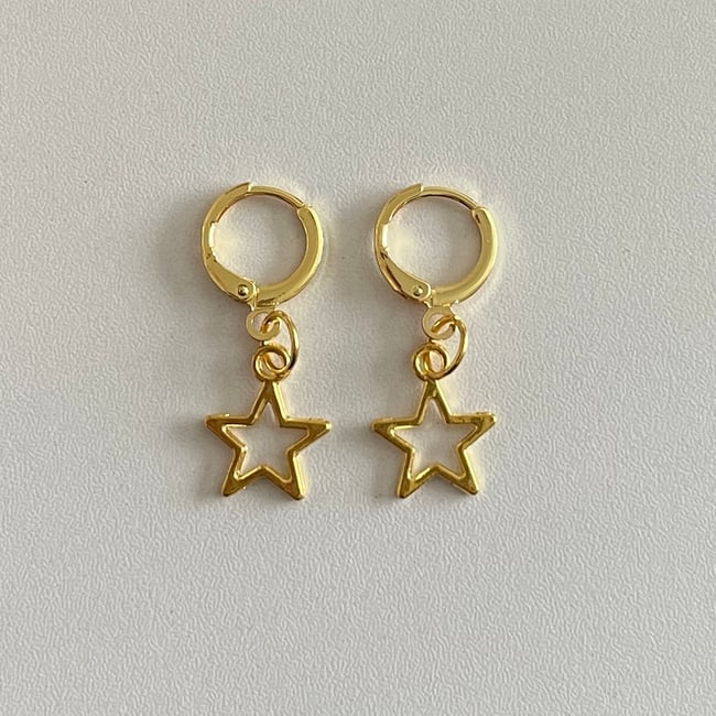 gold stars huggie hoop earrings