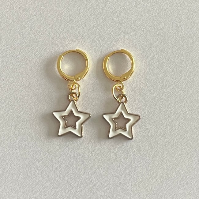 gold stars huggie hoop earrings