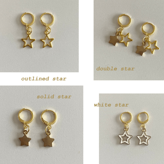 gold stars huggie hoop earrings