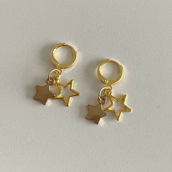gold stars huggie hoop earrings