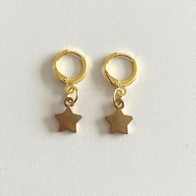 gold stars huggie hoop earrings