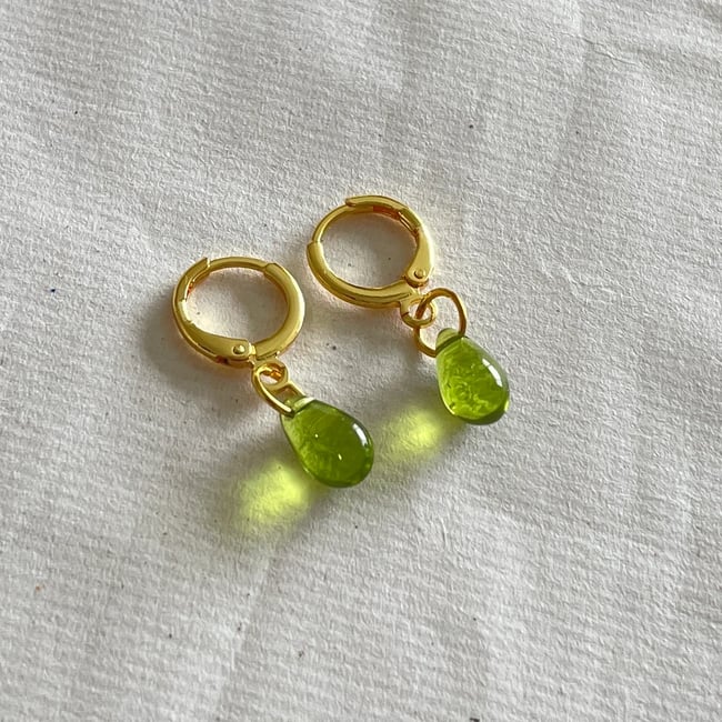 raindrop teardrop gold/silver huggie hoop earrings