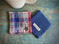 Image 4 of Pair of Vintage Tartan Fabric Coaster Handmade Fabric Coasters