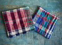 Image 2 of Pair of Vintage Tartan Fabric Coaster Handmade Fabric Coasters