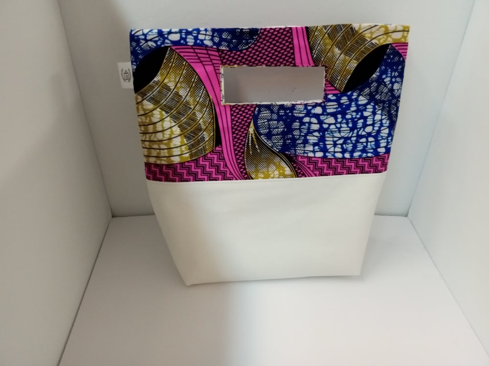 Image of Tote Bag with handle cut outs in (pink) African Print Fabric ( free shipping on this bag)