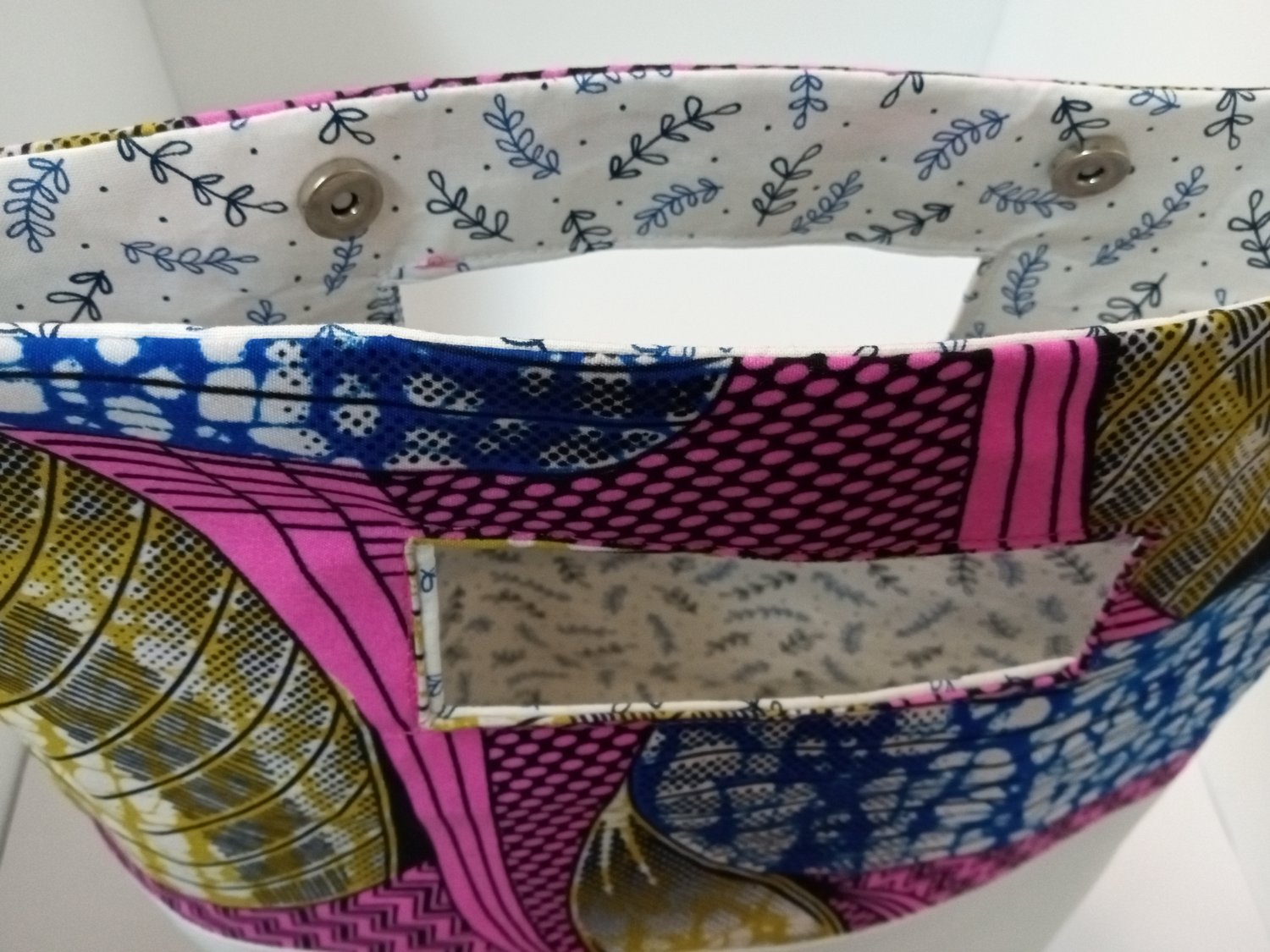 Image of Tote Bag with handle cut outs in (pink) African Print Fabric ( free shipping on this bag)