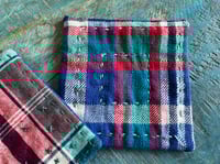 Image 5 of Pair of Vintage Tartan Fabric Coaster Handmade Fabric Coasters