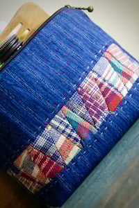 Image 3 of Handmade Fabric Patchwork Makeup Bag – Vintage Cotton, Zipper Pouch
