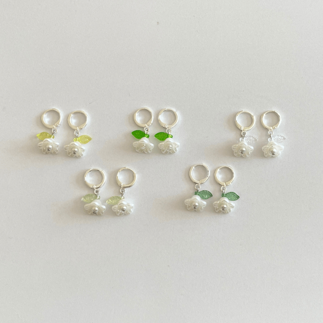 morning glory flower silver/gold huggie hoop earrings