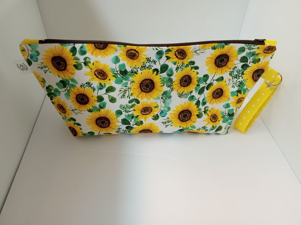 Image of Wide Zippered pouch in Sunflower print 10% off +Free Shipping