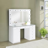 Sofia 7-drawer Vanity Set with Lighting White High Gloss