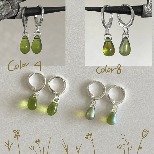 'glass teardrop' huggie earrings