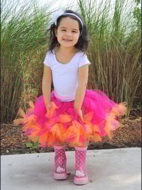 Image 2 of Sherbet Fluffy Tutu Hot Pink and Orange Tulle Skirt Girls Dress Up Wedding Holiday Birthday Dress