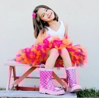 Image 1 of Sherbet Fluffy Tutu Hot Pink and Orange Tulle Skirt Girls Dress Up Wedding Holiday Birthday Dress