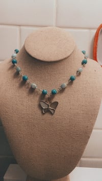 Image 1 of Bluebottle Butterfly Necklace 