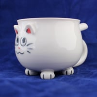 Image 1 of Seconds Discount Silly Kitty Mug - Cutesy White Cat - not dishwasher safe
