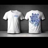 Smile Now Cry Later (White Tee w/ Blue Print) by George Sanchez 