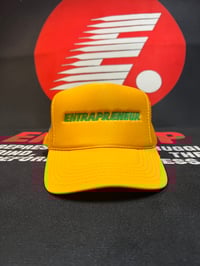 Image 1 of Gold “ENTRAPRENEUR” Trucker Hat – The World Is Yours Editi