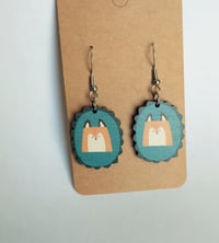 Image 3 of Circle earrings, fox and bunny 