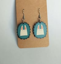 Image 4 of Circle earrings, fox and bunny 
