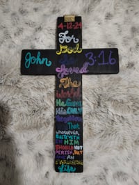 Image 2 of Handmade Wooden Painted Christian Decorative Cross