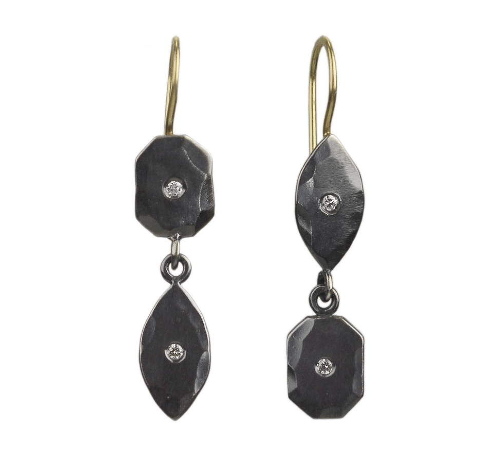 Image of Victorian Inspired Earrings- Oxidized Sterling and Diamonds (Two Versions)