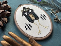 Image 2 of Black Baba Yaga House Mixed Media Embrodiery Hoop 5x7"