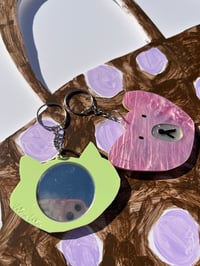 Image 1 of Cat and bear mirror keyrings 