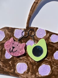 Image 2 of Cat and bear mirror keyrings 
