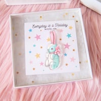 Image 1 of Blue Bunny acrylic pin 