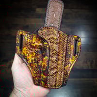Image 3 of Alpha Foxtrot Romulus Comp or 5" Desert Sands Camo and Beaver Owb holster.