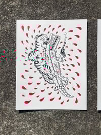 Image 2 of Battle Royale 1 & 2 - Tiger stabs gator, Gator stab Tiger 11”x14”