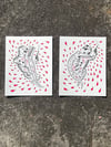 Battle Royale 1 & 2 - Tiger stabs gator, Gator stab Tiger 11”x14”