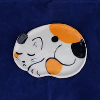 Image 1 of Seconds Discount Sleepy Kitty Small Dish - Calico