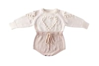 Image 1 of Pom Pom Knit Romper - Cocoa Puff
