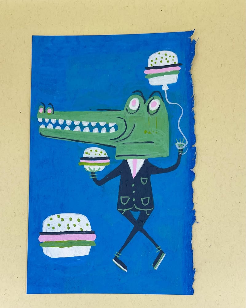 Image of Aligator Hamberger - original painting
