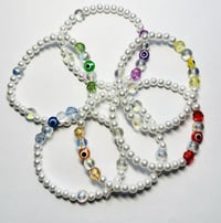 Image 1 of Handmade Evil Eye & Pearl Bracelet 