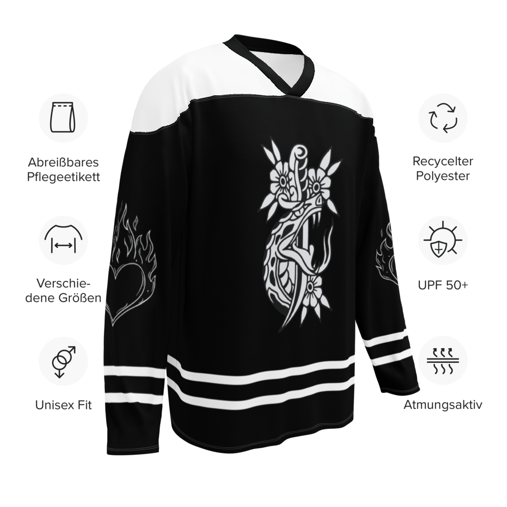 Image of Touch her and die trope Recycled hockey fan jersey