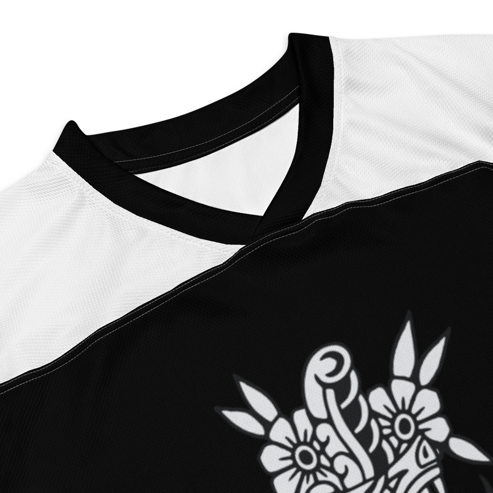 Image of Touch her and die trope Recycled hockey fan jersey