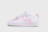 Image 4 of Custom Air Style 1 "As you with White & Pink low top sneakers with rope laces white"