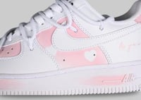 Image 2 of Custom Air Style 1 "As you with White & Pink low top sneakers with rope laces white"