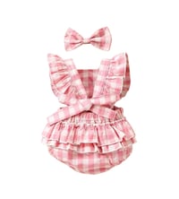 Image 2 of Reese Gingham Playsuit - Pink Elephant / Marigold 