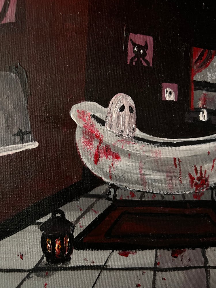 Image of Haunted bathroom original painting