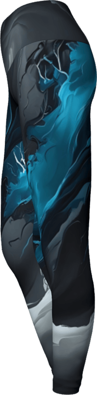 Image 2 of Blue & Black Yoga Leggings