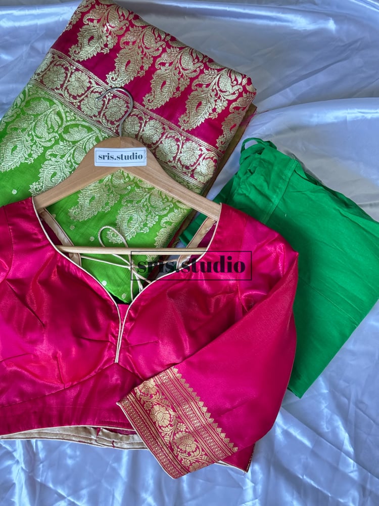 Image of Dola silk three piece set saari