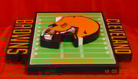 Image 5 of Cleveland Browns Hand Crafted NFL 3D Wooden Team Helmet Wall Décor Hanging Artwork. 